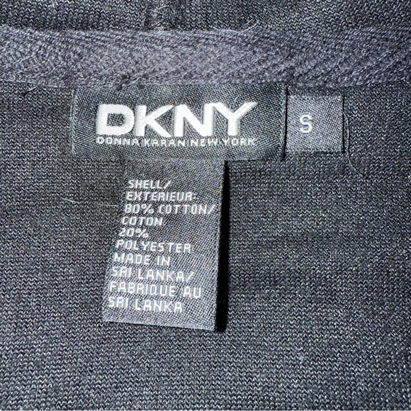 DKNY Hoodie Sweatshirt Black Velour Zip Up Front Pockets Women's Sz S - Picture 10 of 10